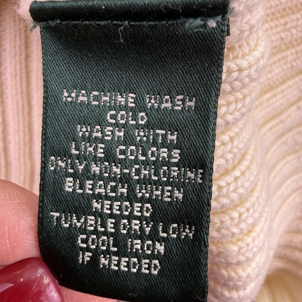 VTG Lauren Ralph Lauren Women's Size XL Ivory‎ Ribbed Cardigan Crest 100% Cotton - Picture 11 of 11